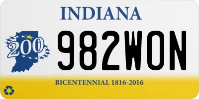 IN license plate 982WON