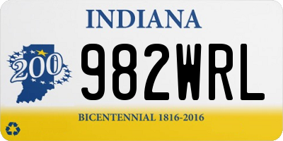 IN license plate 982WRL