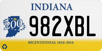IN license plate 982XBL