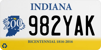 IN license plate 982YAK