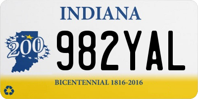 IN license plate 982YAL