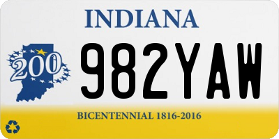 IN license plate 982YAW