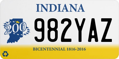 IN license plate 982YAZ