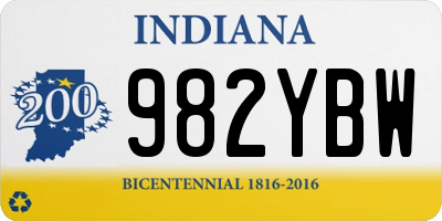 IN license plate 982YBW