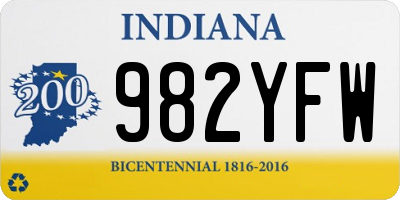 IN license plate 982YFW