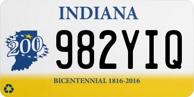 IN license plate 982YIQ