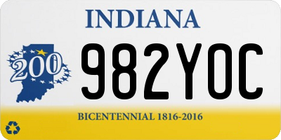 IN license plate 982YOC