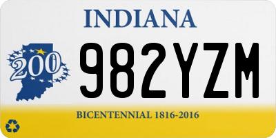 IN license plate 982YZM