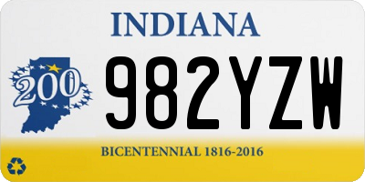 IN license plate 982YZW