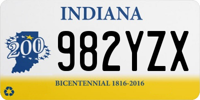 IN license plate 982YZX