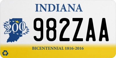 IN license plate 982ZAA