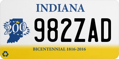 IN license plate 982ZAD
