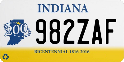 IN license plate 982ZAF