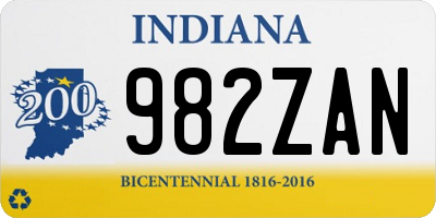 IN license plate 982ZAN