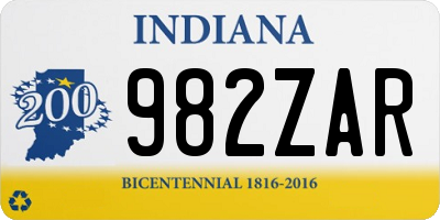 IN license plate 982ZAR