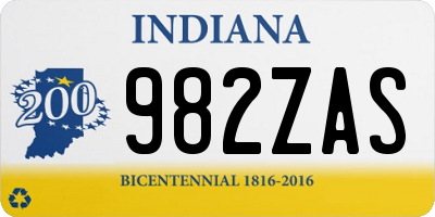 IN license plate 982ZAS