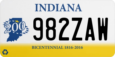 IN license plate 982ZAW