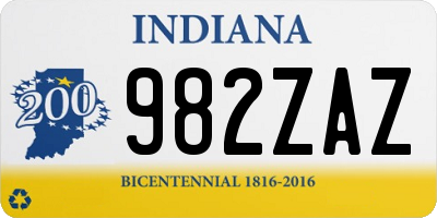 IN license plate 982ZAZ