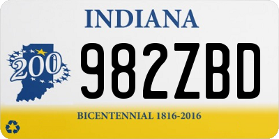IN license plate 982ZBD
