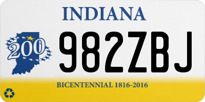 IN license plate 982ZBJ