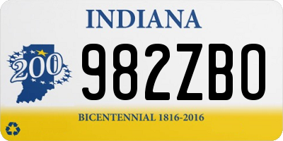 IN license plate 982ZBO