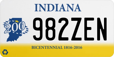 IN license plate 982ZEN