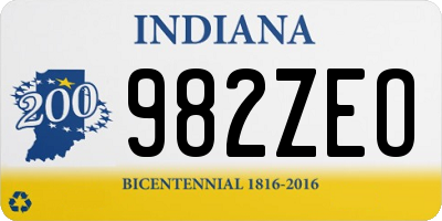 IN license plate 982ZEO