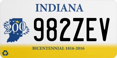 IN license plate 982ZEV