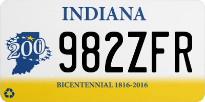 IN license plate 982ZFR