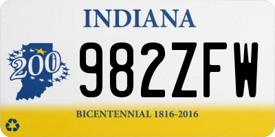 IN license plate 982ZFW