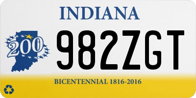 IN license plate 982ZGT