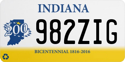 IN license plate 982ZIG