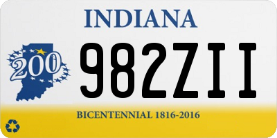 IN license plate 982ZII