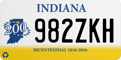 IN license plate 982ZKH