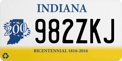 IN license plate 982ZKJ