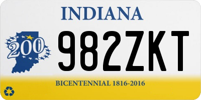 IN license plate 982ZKT