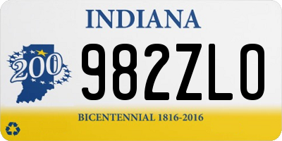 IN license plate 982ZLO