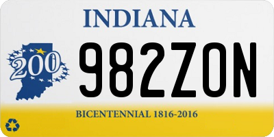 IN license plate 982ZON