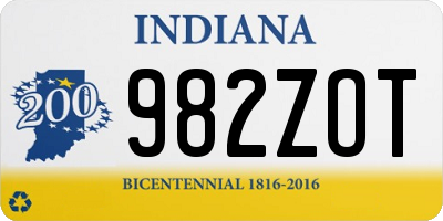 IN license plate 982ZOT