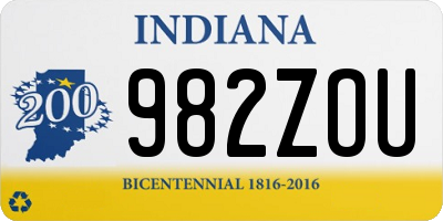 IN license plate 982ZOU