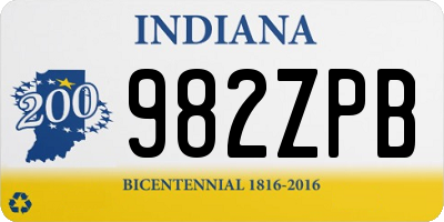 IN license plate 982ZPB