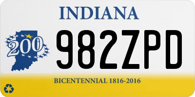 IN license plate 982ZPD