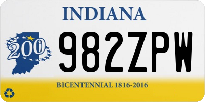 IN license plate 982ZPW