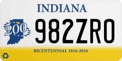 IN license plate 982ZRO