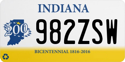 IN license plate 982ZSW