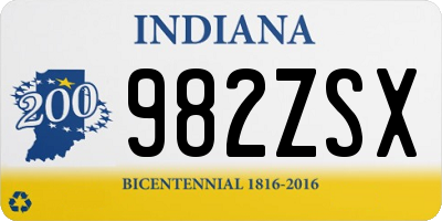 IN license plate 982ZSX