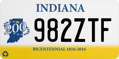 IN license plate 982ZTF