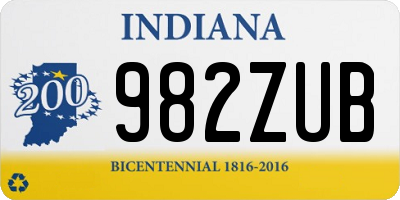 IN license plate 982ZUB