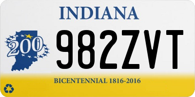 IN license plate 982ZVT