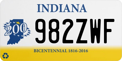 IN license plate 982ZWF